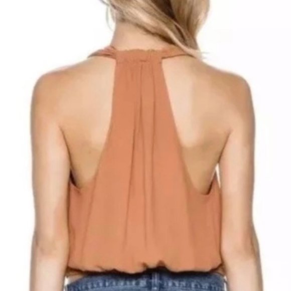 Free People Burnt Orange Draper Dreams Top - Picture 5 of 5